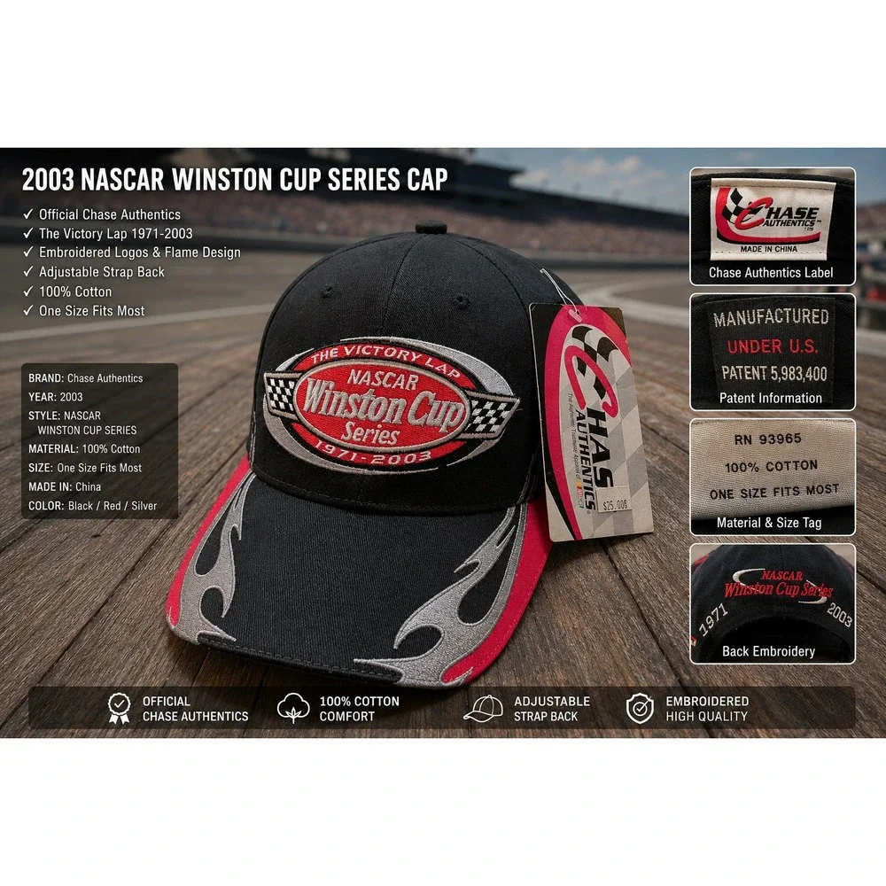 Chase‎ Authentics NASCAR Winston Cup Series Victory Lap 1971-2003 Hat Black Red